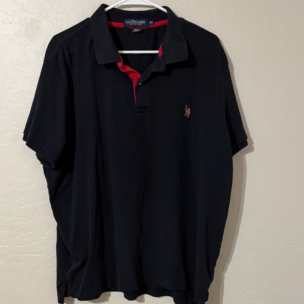 U.S. Polo Assn. Navy Polo with Red Inner Placket